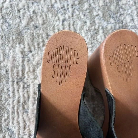 Charlotte Stone Ada‎ Black Leather Clogs Slides Size 10 (40) - Picture 6 of 8